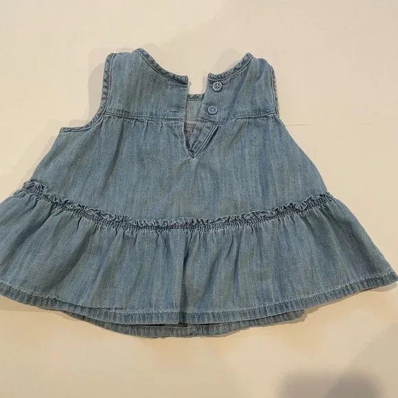 GAP Baby Denim Tiered Shirt Tank Top Blue Chambray 3-6 Months - Picture 5 of 6